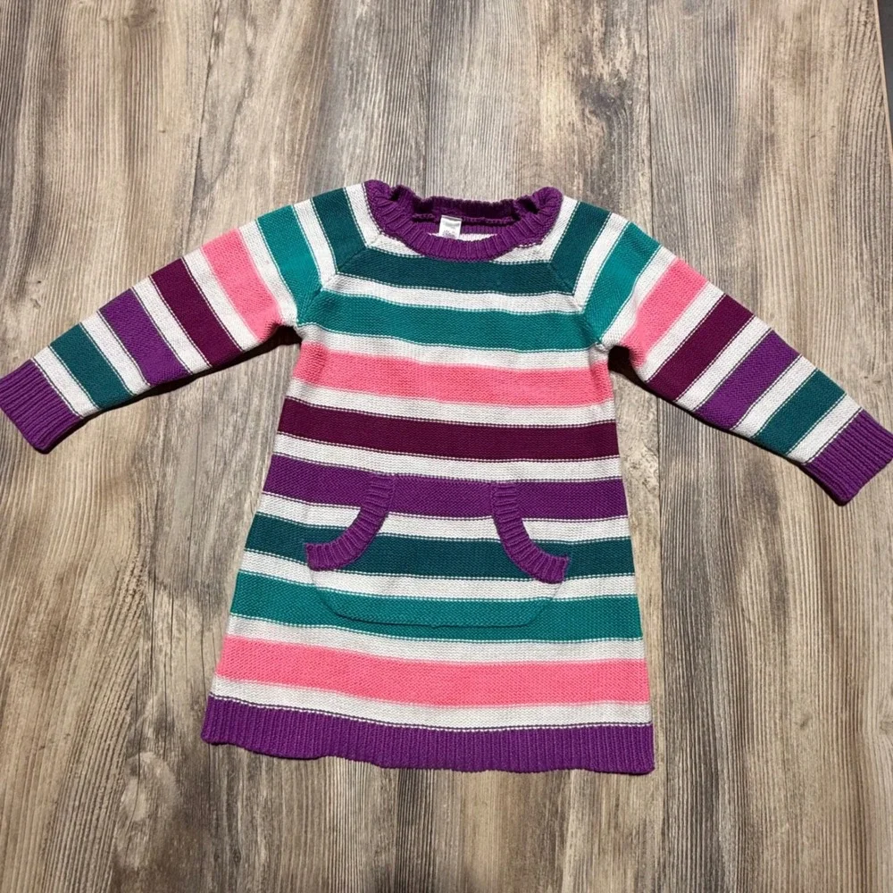 Kidcore Cherokee Sweater Dress Multi Color Striped Knit 18M Dopamine Dressing